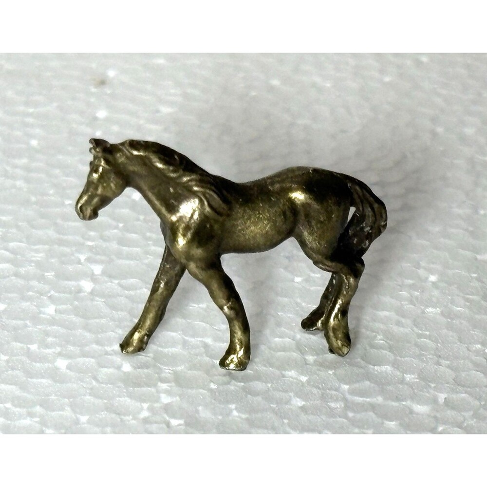 Miniature Horse Brass Figurine Vintage Style Bronze Mini Statue - Picture 4 of 8